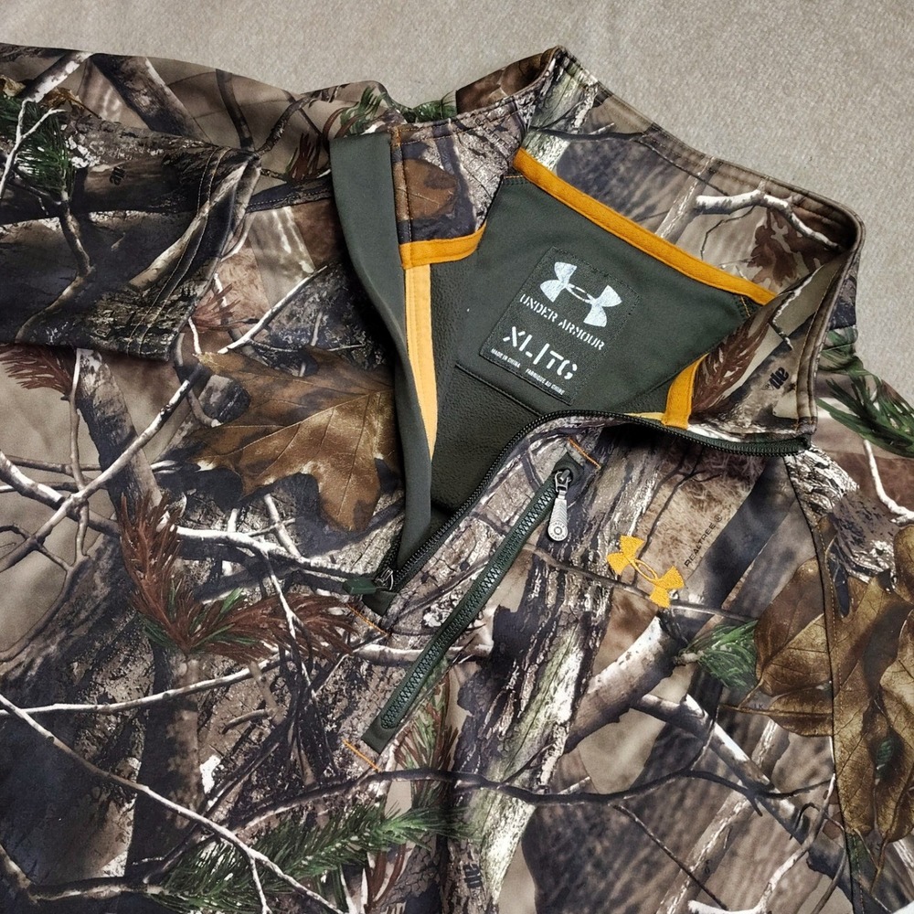 Under Armour Pullover Mens XL Camo 1/4 Zip Scent Control Realtree AP Hunting